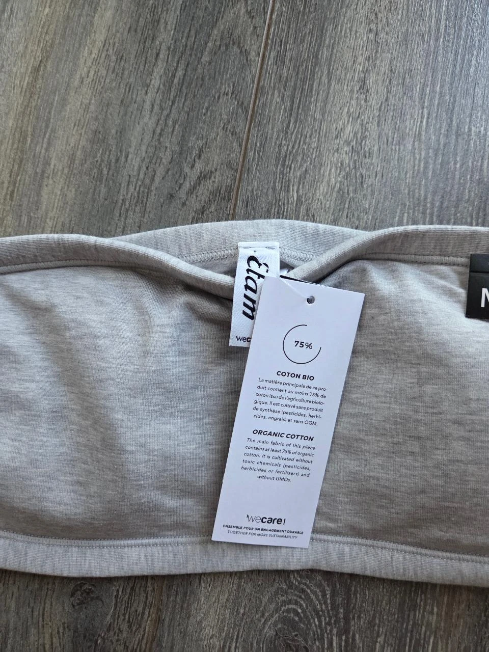 Etam grijze gestreepte bandjesloze beha met blote rug, onzichtbaar, comfort, maat M, nieuw – photo 4